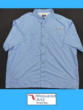 Habit Fishing Shirt Mens 3XL Blue Check Short Sleeve Lightweight UPF 40